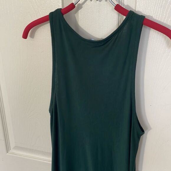 Gap Forest Green Sleeveless Pleated Draped Tapered Hem Tank Top, Medium - Picture 9 of 13